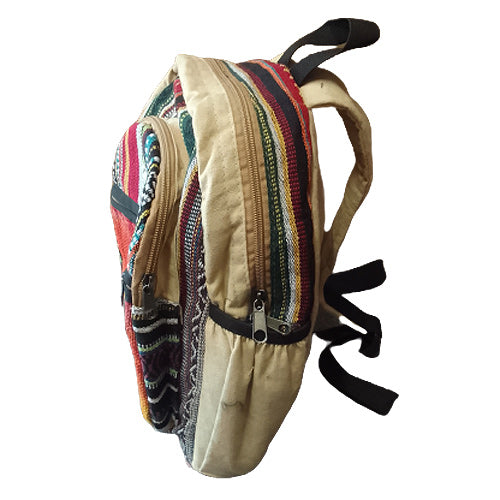 Small Mushroom Design Hemp Backpack Handcrafted in Nepal Himalayan