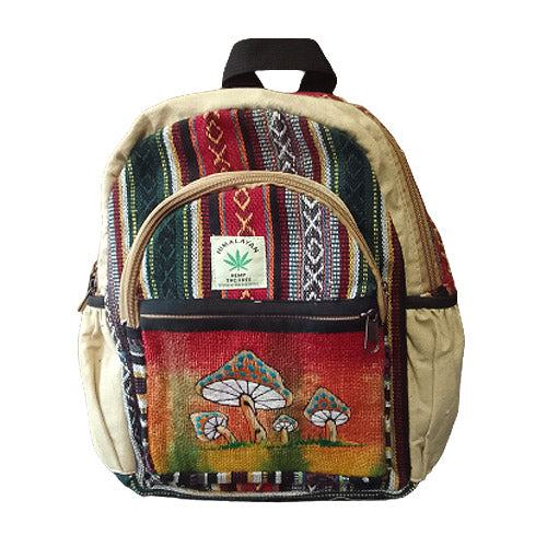 Small Hemp Mushroom Backpack Handcrafted