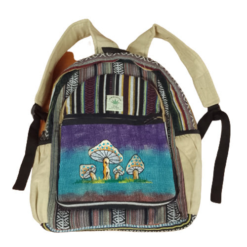 Large Hemp & Cotton Hippie Mushroom Backpack